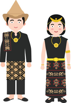 Nusa Tenggara Timur Traditional Costume Indonesia Cartoon illustration Vector