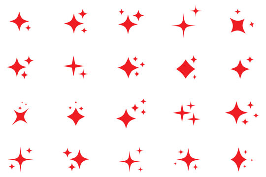 Stars set icons, different sparkle star shapes icon collection, shine stars sparkles signs, bling decoration. Magic twinkle vector elements, shining glitter effect for artificial intelligence.