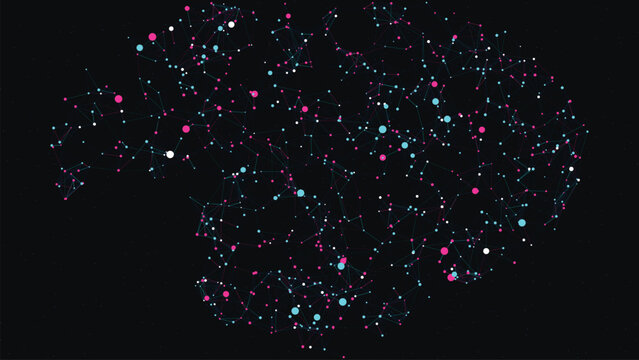 Artificial intelligence neural network brain on dark background