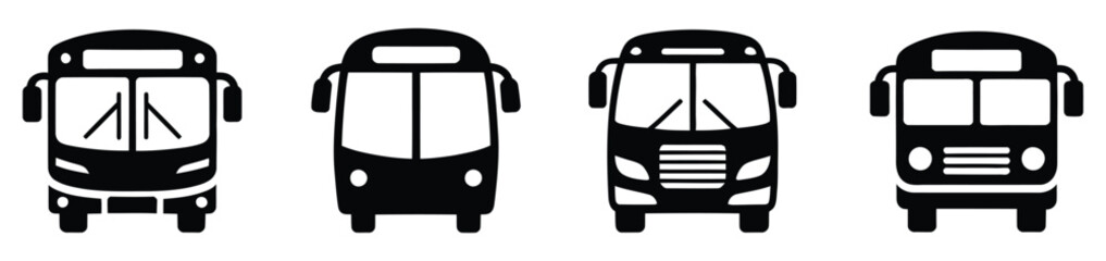 Bus icons set, bus vector icon and public transport symbol for transit services, urban mobility, travel navigation, transportation graphics, vector, designs © gevan