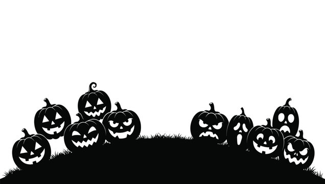 Halloween pumpkin patch silhouette