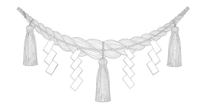 Shimenawa Sacred Rope Line Art Illustration