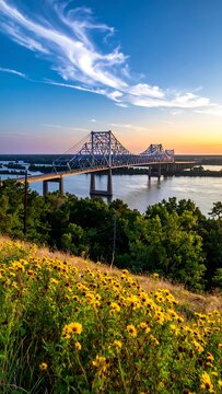 Natchez Trace Bridge Sunset.