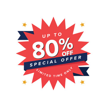 Sale banner with starburst shape and percentage off text on white