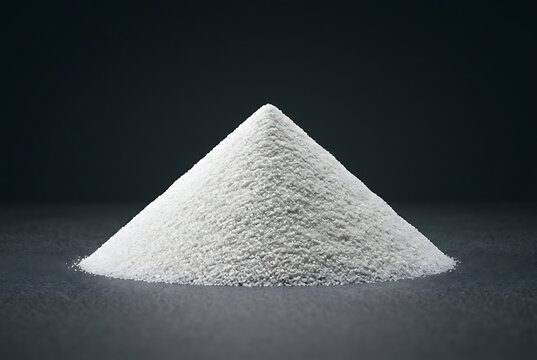 Pile of white granulated powder on dark grey background