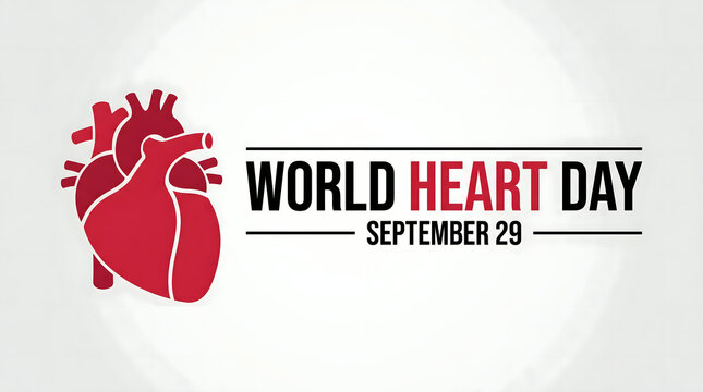 World Heart Day awareness campaign logo with human heart