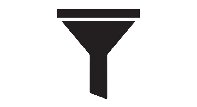 Filter Funnel Icon Solid Black Glyph Style for Sorting and UI Design