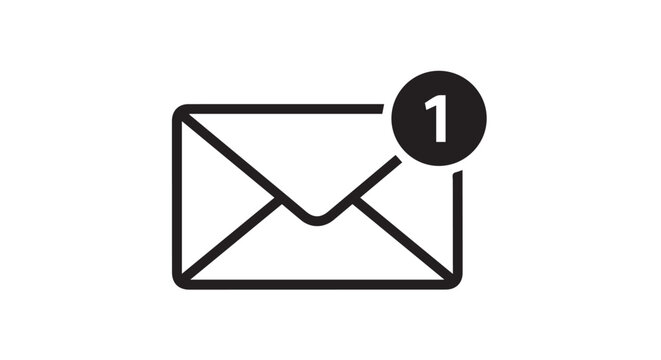 Email Notification Icon Line Style with Unread Message Badge for UI and App Design