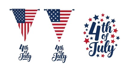 Obraz premium Celebrate independence day usa patriotic 4th of july banners and typography for festive decorations