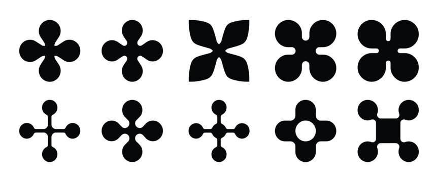 Abstract Metaball Figures Vector Set Featuring Y2K Connected Round Blobs, Liquid Molecule Shapes and Organic Dot Elements, Modern Flat Illustration Collection for Creative Design