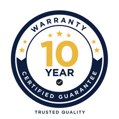 Fototapeta premium Circular warranty badge with ten year guarantee vector illustration
