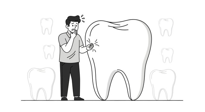 Man with Toothache, Dental Pain Illustration, Dentist Concept