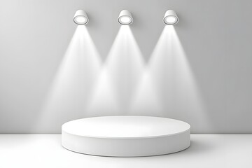 Obraz premium 3D of white display podium for cosmetics. Studio podium vector background illustration.