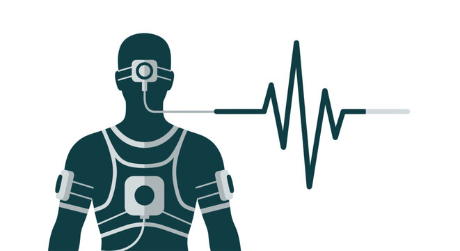 Holter Monitor Cardiac Test Vector Illustration
