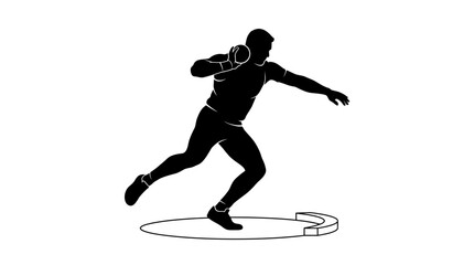 Fototapeta premium Shot Put Athlete Silhouette - Track and Field Throwing Competition