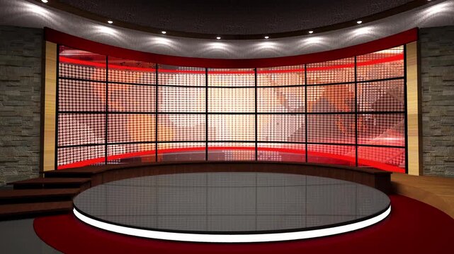 Red Virtual News Studio Background