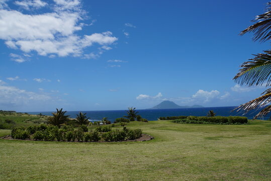 St. Kitts & Nevis, view from Brews lookout of Caribbean Sea