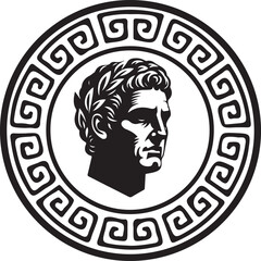 Roman Emperor Julius Caesar Coin Portrait in Greek Key Meander Border SVG Vector © Ibrahim