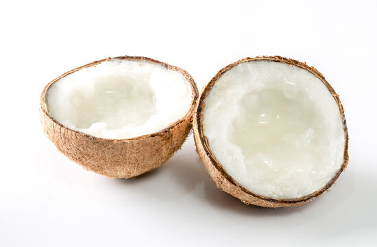 Macapuno coconut or Kopyor coconut. Gelatinous Coconut on white background.