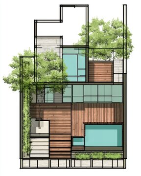 Modern Backyard Patio Top View 187