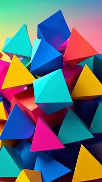A vibrant collection of colorful geometric shapes stacked together