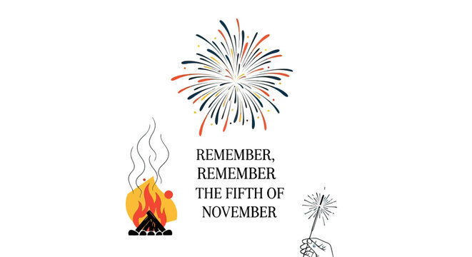 Bonfire Night Fireworks Celebration Illustration Design.