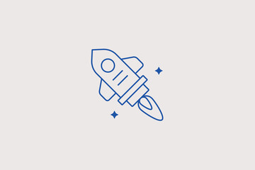 Flying space rocket launch line icon for astronomy club, science museum, startup venture app. Inspiring vector illustration for cosmic exploration. © HenryFord