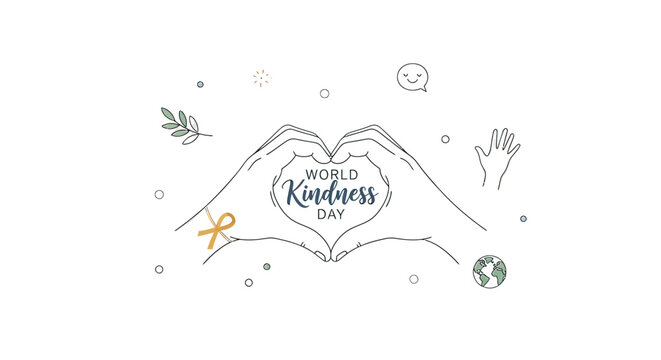 Hands Forming Heart Shape with Kindness Text.