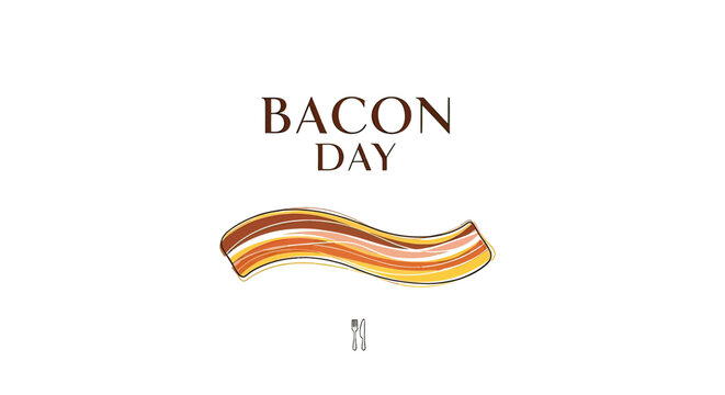 Strip of Bacon Illustration on White Background.