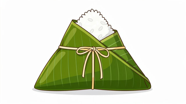 Traditional Asian rice dumpling wrapped in bamboo leaf with string tied for festival celebration