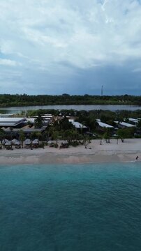 Vertical Aerial 4K Drone Footage Gili Meno Island Lombok Indonesia Tropical Beach