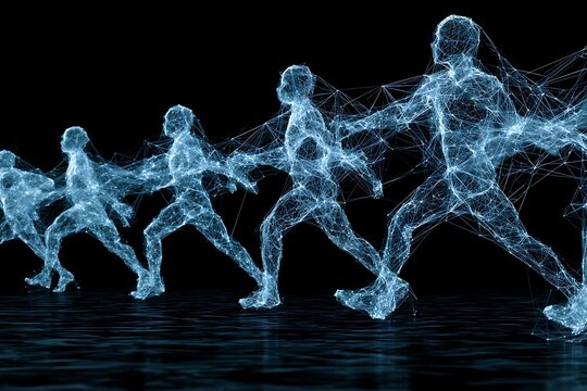 autonomous AI agents collaborating across a neural network, glowing connections, real-time data exchange, futuristic technology concept