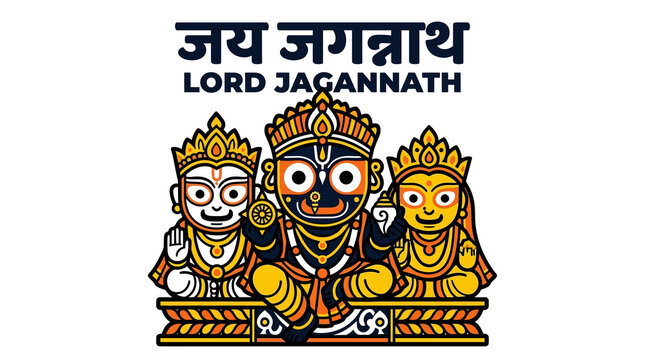 Lord jagannath balabhadra and subhadra trio illustration isolated on transparent background