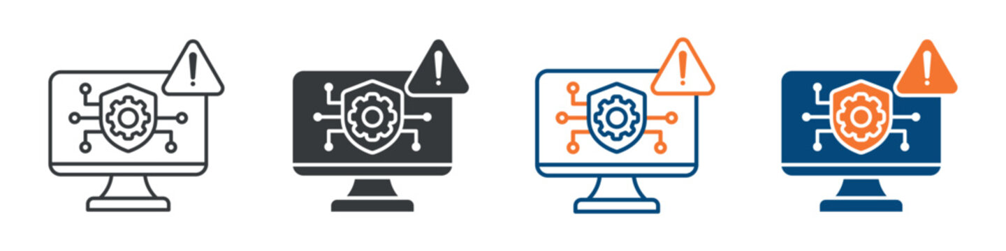 Technology Risk Icon Set Multiple Style Collection