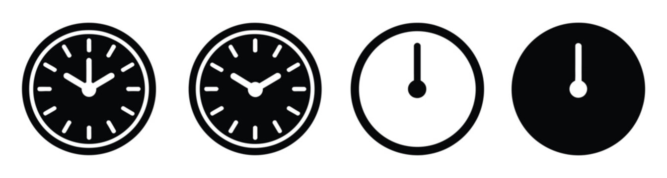 Clock icon set, time symbols analog and digital clock face vector illustration