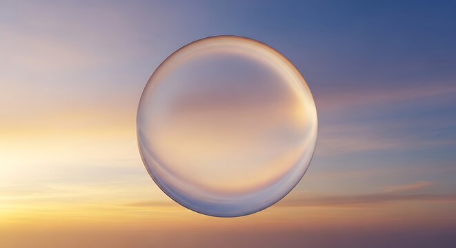 Close up of a crystal ball reflecting warm light.