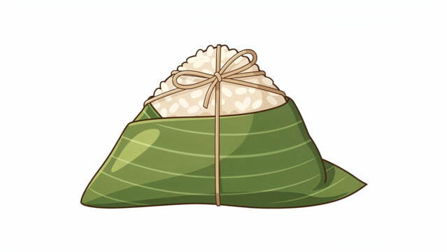 traditional rice bundle wrapped in banana leaf and tied with cotton string in a natural setting