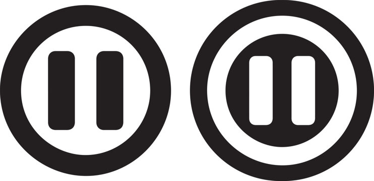 Universal pause button icon symbol for media playback control and temporary interruption