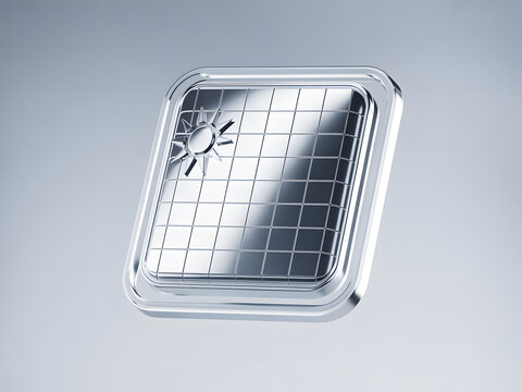 A sleek, modern square wall clock with a silver frame and grid pattern, displaying the time in black numbers and hands.