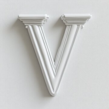 Capital letter V, ornate,  classical style
