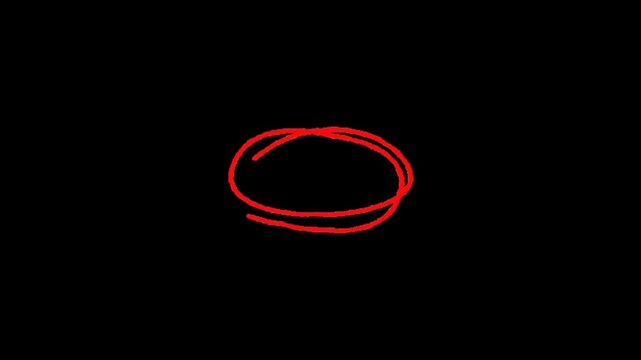 A red scribble forming a circular shape on a black background with no other objects or details present in the image