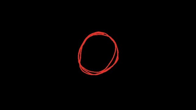 A red circle drawn with a brush on a black background