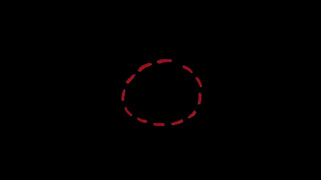 A red dashed circle on a black background, simple geometric shape
