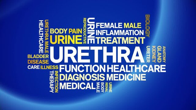 Urethra animated word cloud-text design animation tag kinetic typography seamless loop.