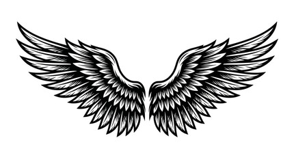 Fototapeta premium A detailed illustration of large wings spread wide in flight.