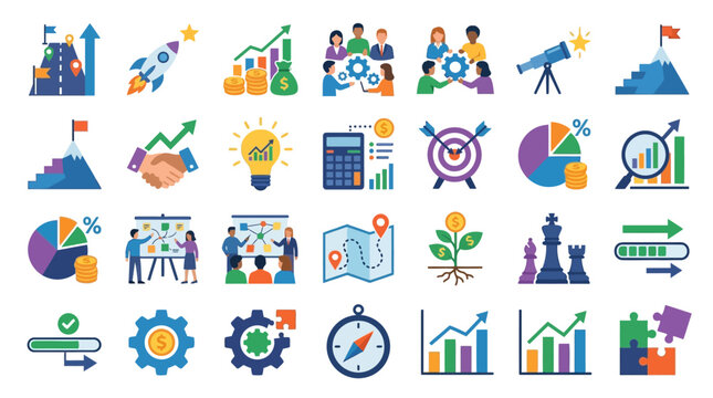 Business Infographic Icons and Graphs.