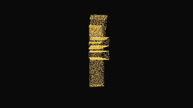 Mesmerizing gold glitter particles creating a luxury Japanese Yen symbol on a solid black background. Premium visual for elite Asian finance and wealth.