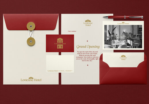 Elegant Hotel Stationery Mockup Design PSD