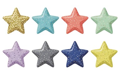 Obraz premium Colorful star shapes with sparkles isolated on white background