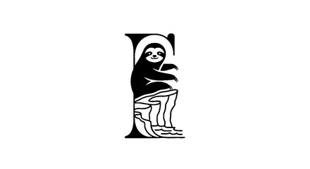 Fototapeta premium Sloth hanging from a tree branch illustration.